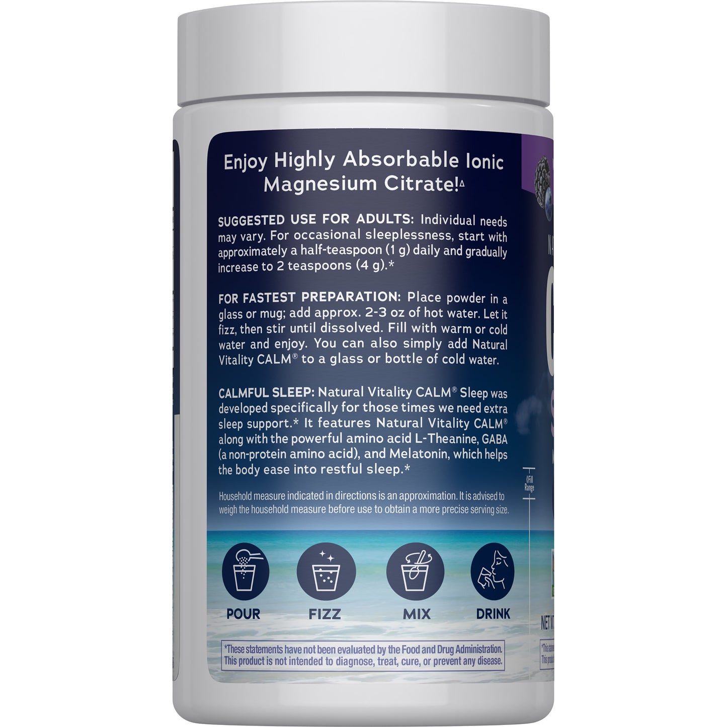 Natural Vitality Calm Sleep Magnesium Supplement Drink Mix - Mixed Berry