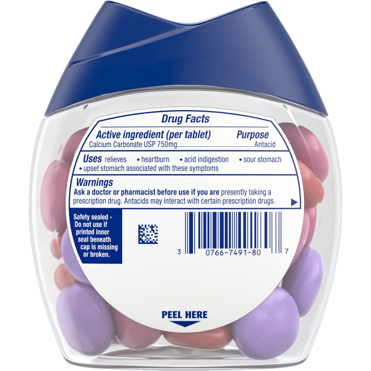 Tums Chewy Bites Chewable Antacid Tablets for Heartburn Relief, Assorted Berries