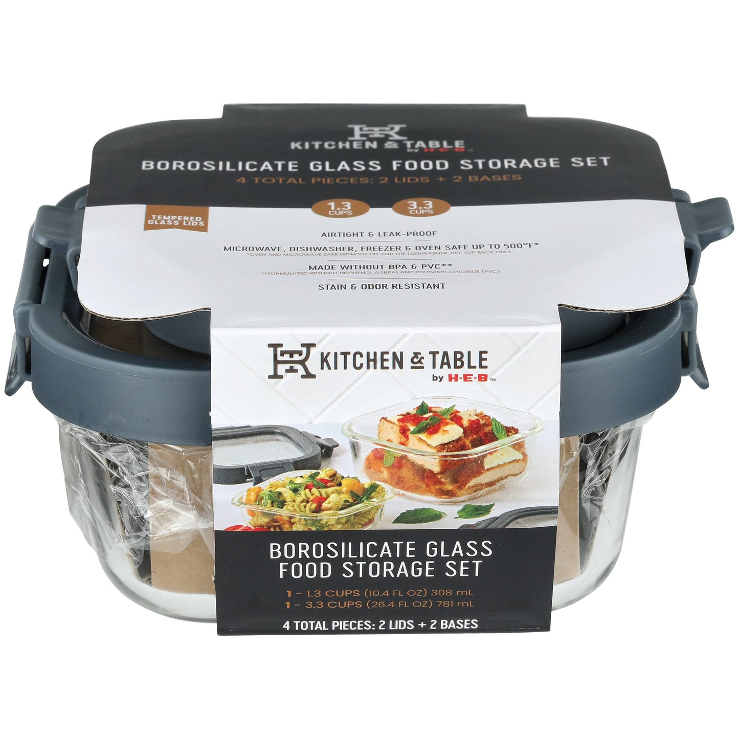 Kitchen & Table by H-E-B Borosilicate Glass Square Food  Storage Set