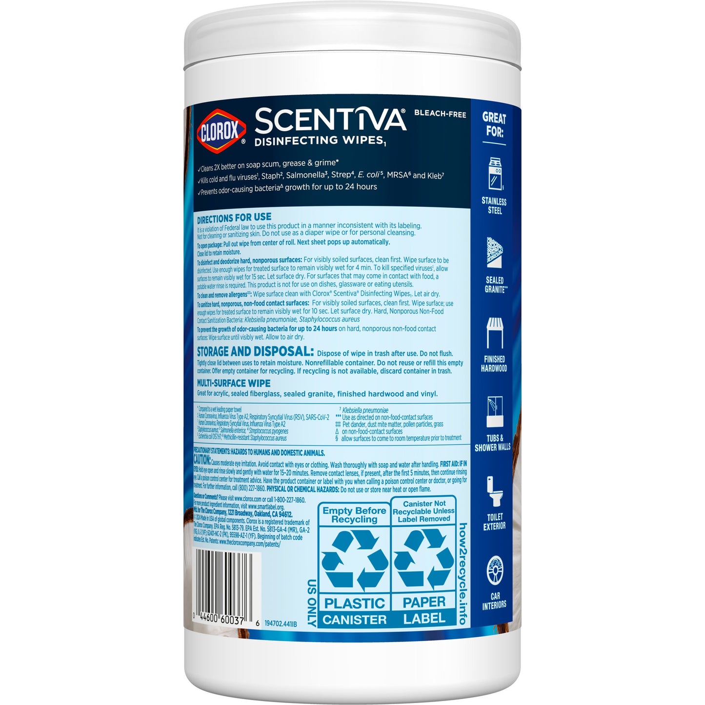 Clorox Scentiva Bleach Free Cleaning Wipes - Coconut & Waterlily