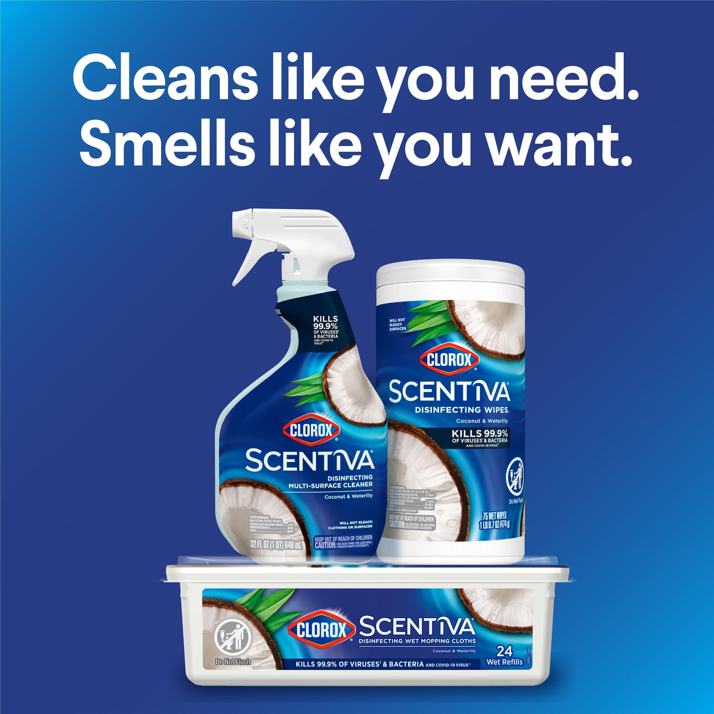Clorox Scentiva Bleach Free Cleaning Wipes - Coconut & Waterlily