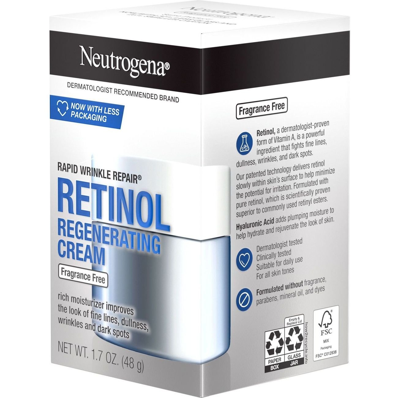 Neutrogena Rapid Wrinkle Repair Retinol Regenerating Cream, Fragrance-Free