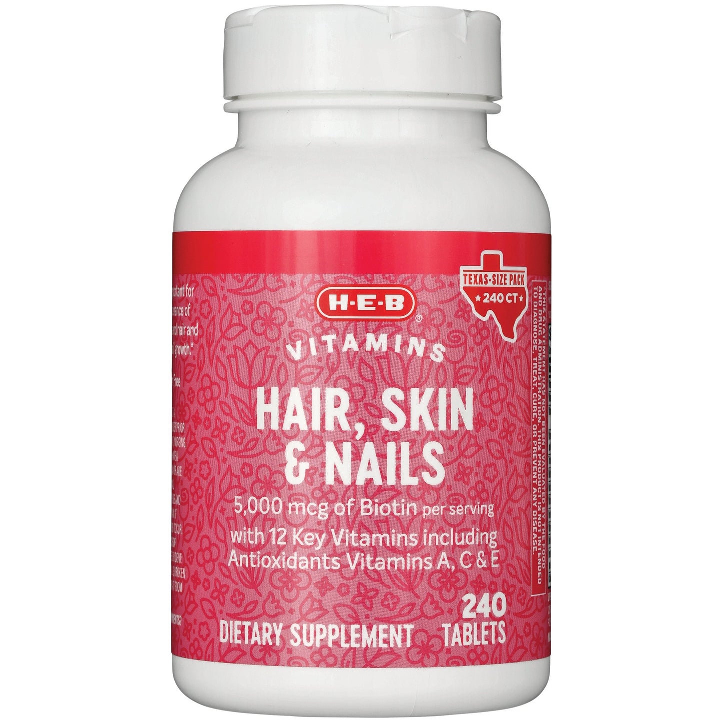 H-E-B Hair, Skin & Nails 5,000 mcg Biotin Tablets - Texas-Size Pack