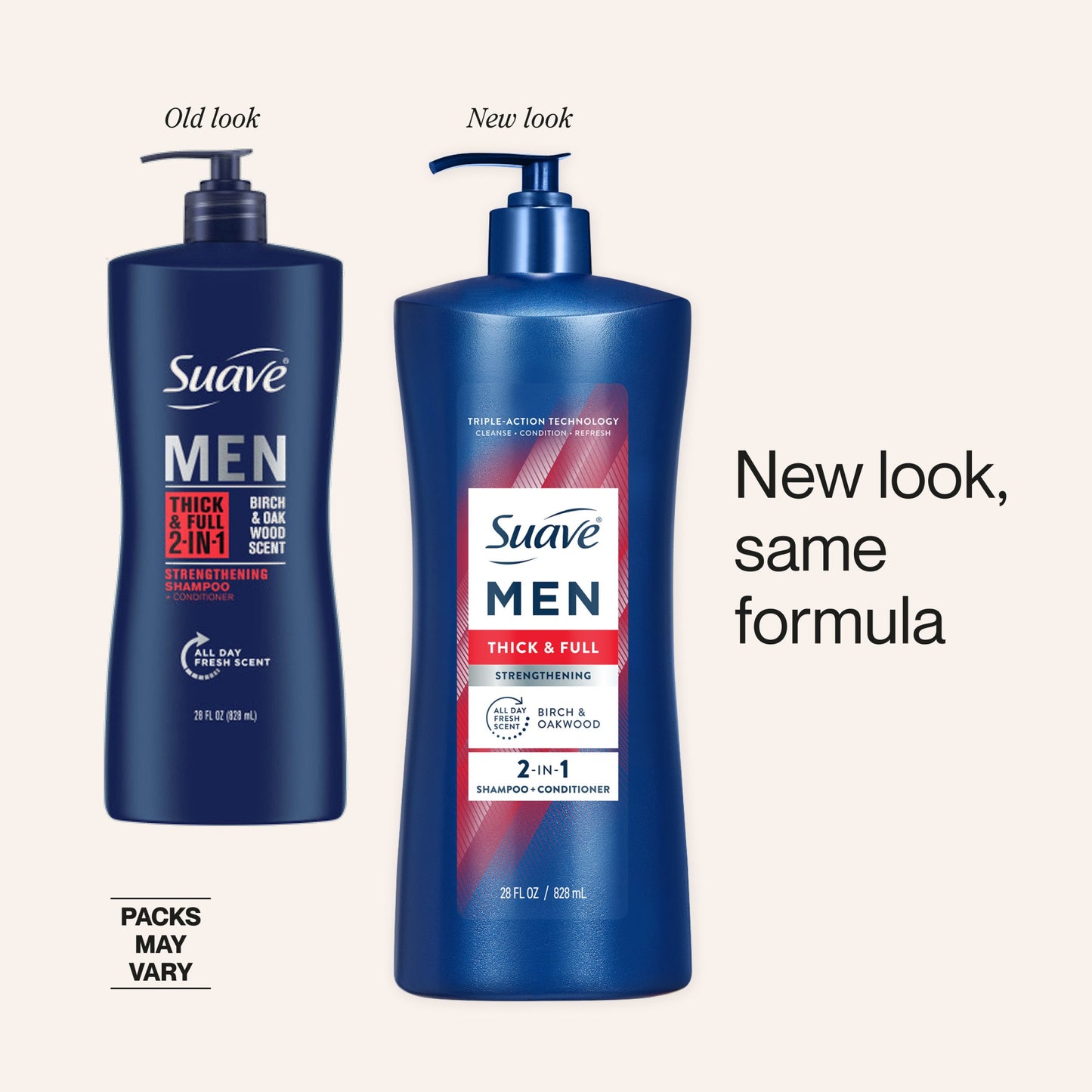 Suave Men Thick & Full 2-in-1 Shampoo, Conditioner & Body Wash  - Birch & Oakwood