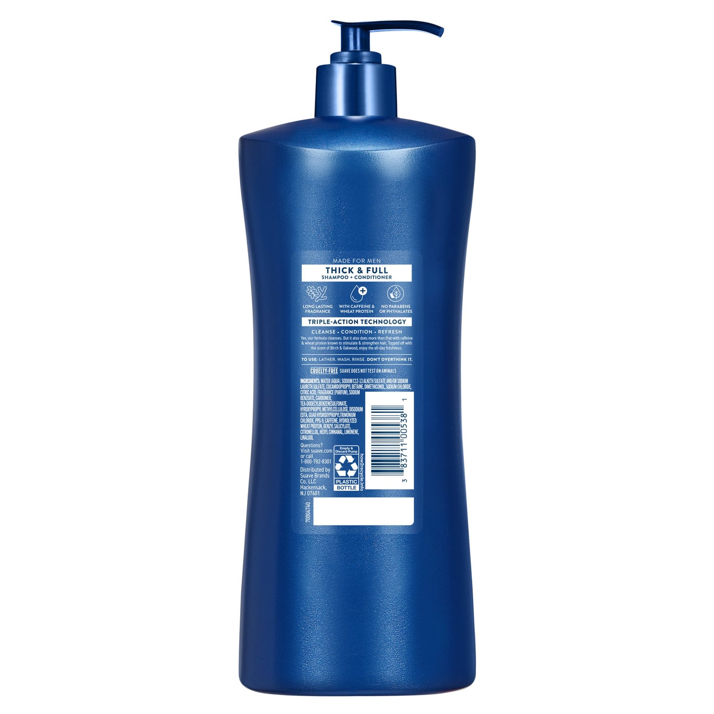 Suave Men Thick & Full 2-in-1 Shampoo, Conditioner & Body Wash  - Birch & Oakwood