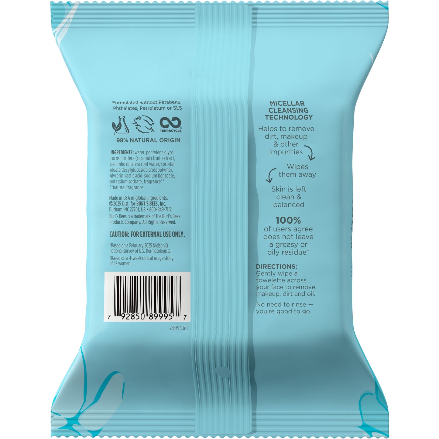 Burt's Bees Micellar Facial Towelettes with Coconut & Lotus