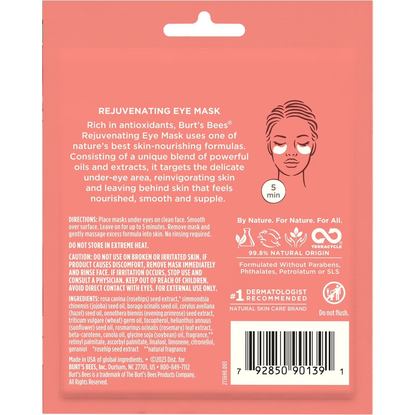 Burt's Bees Rejuvenating Eye Mask with Rosehip & Jojoba Extract