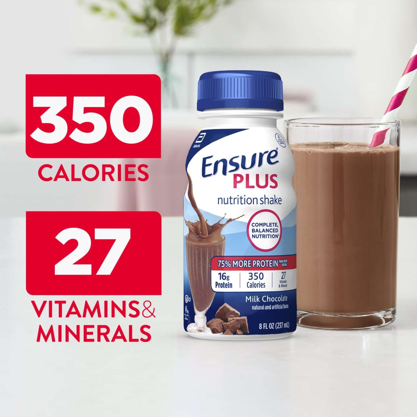 Ensure Plus Nutrition Shakes 16 pk Bottles - Milk Chocolate