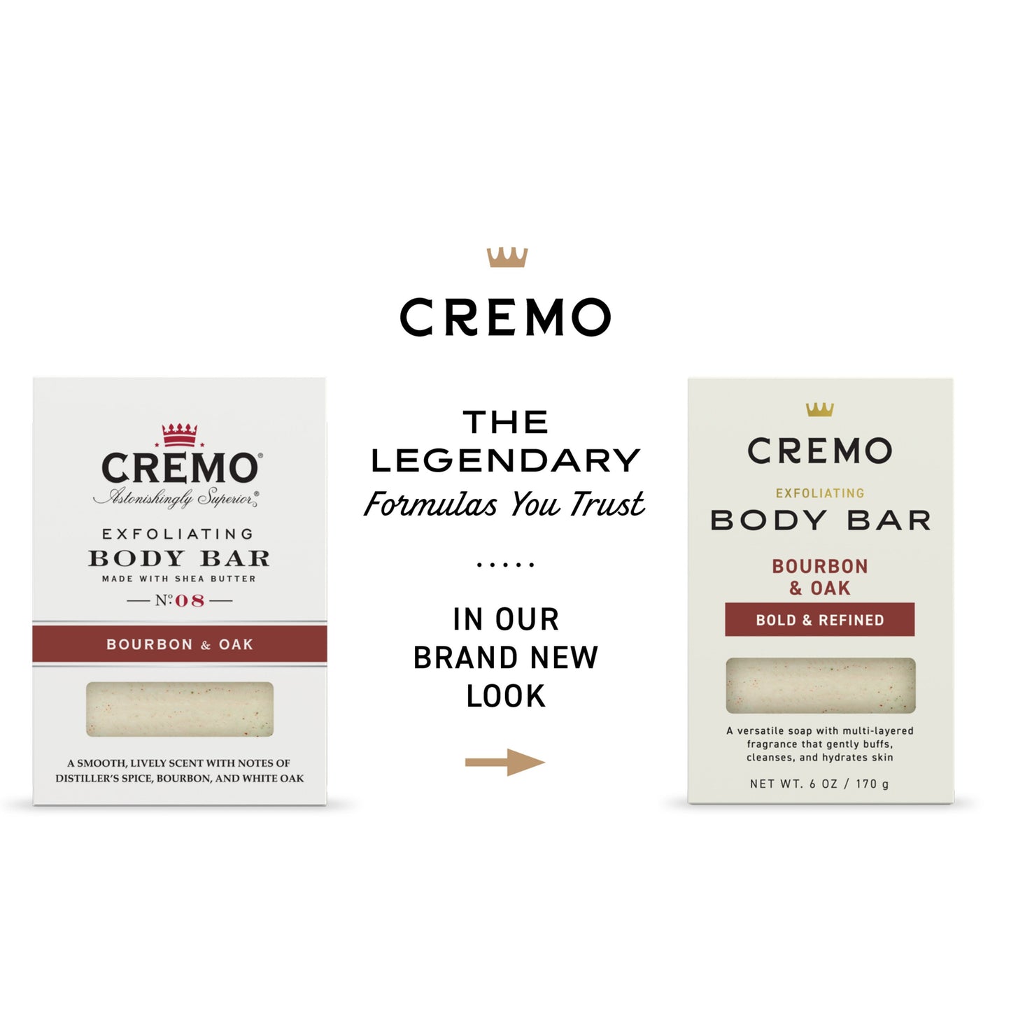 Cremo Exfoliating Body Bar - Bourbon & Oak
