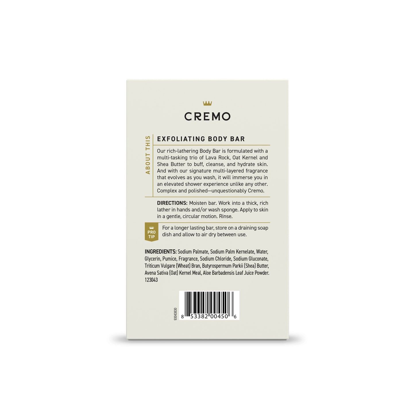Cremo Exfoliating Body Bar - Bourbon & Oak