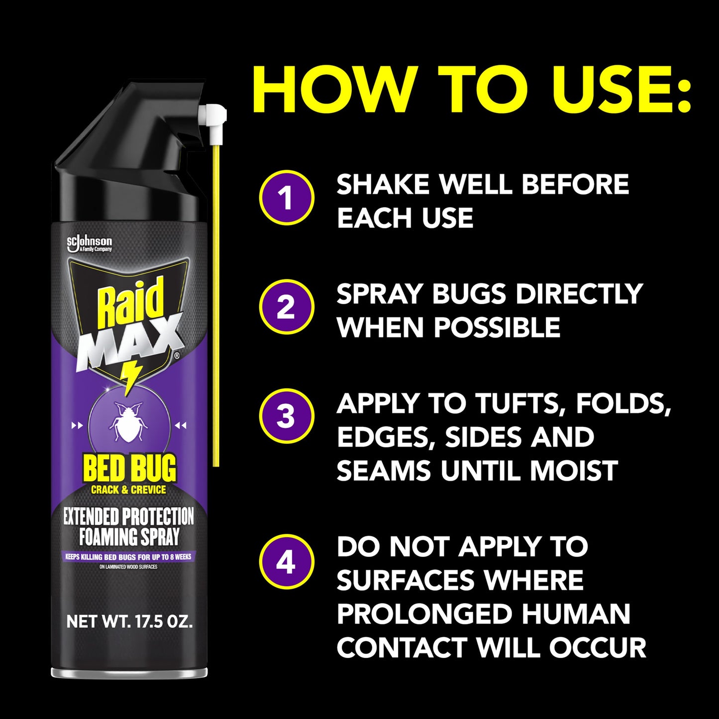 Raid MAX Bed Bug Crack & Crevice Foaming Spray