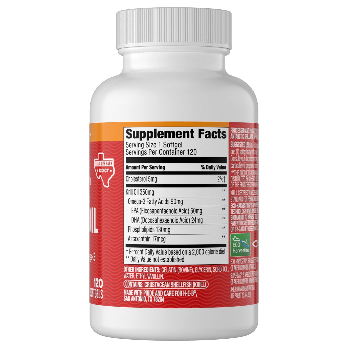 H-E-B Vitamins Antarctic Krill Oil 350 mg Softgels – Texas-Size Pack