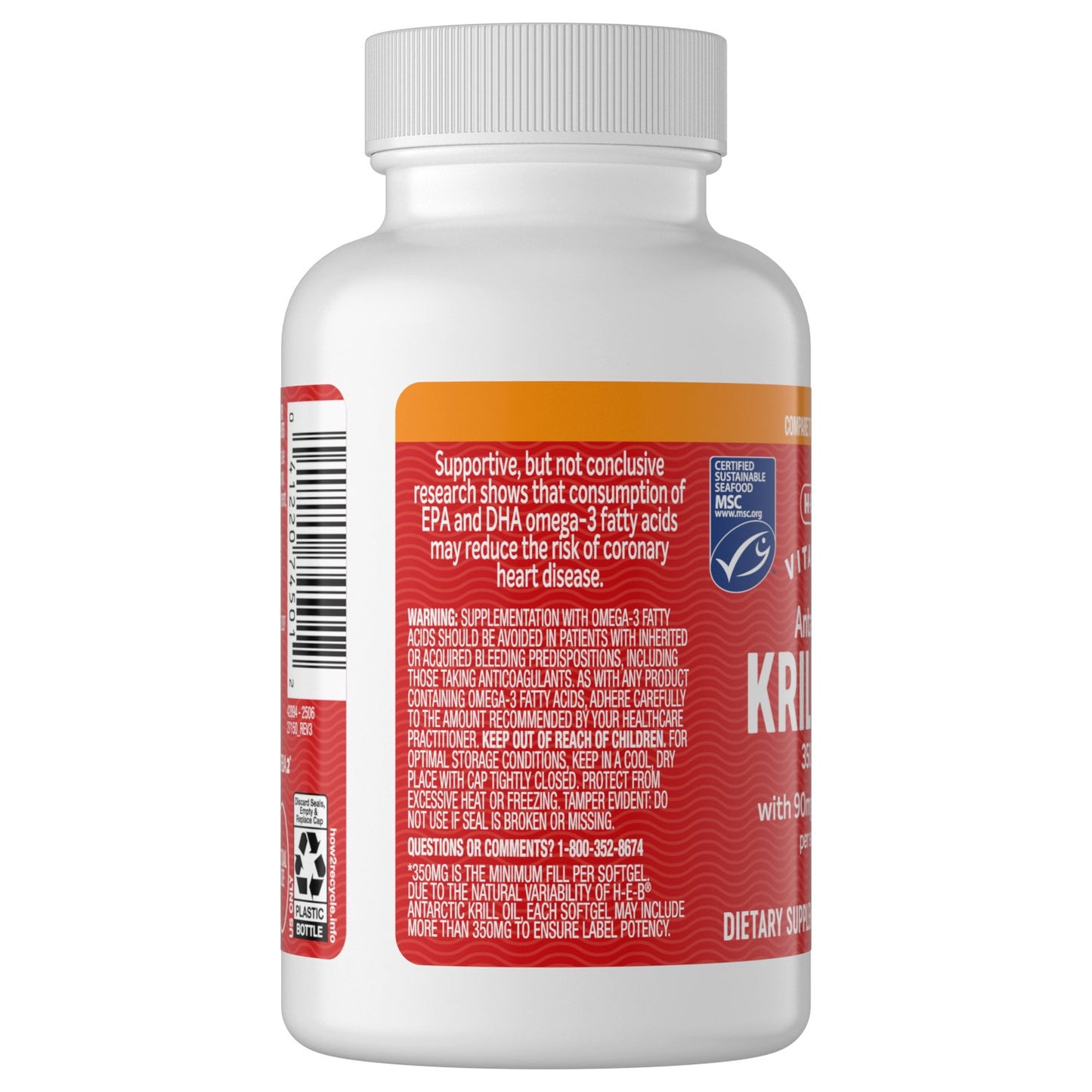 H-E-B Vitamins Antarctic Krill Oil 350 mg Softgels – Texas-Size Pack