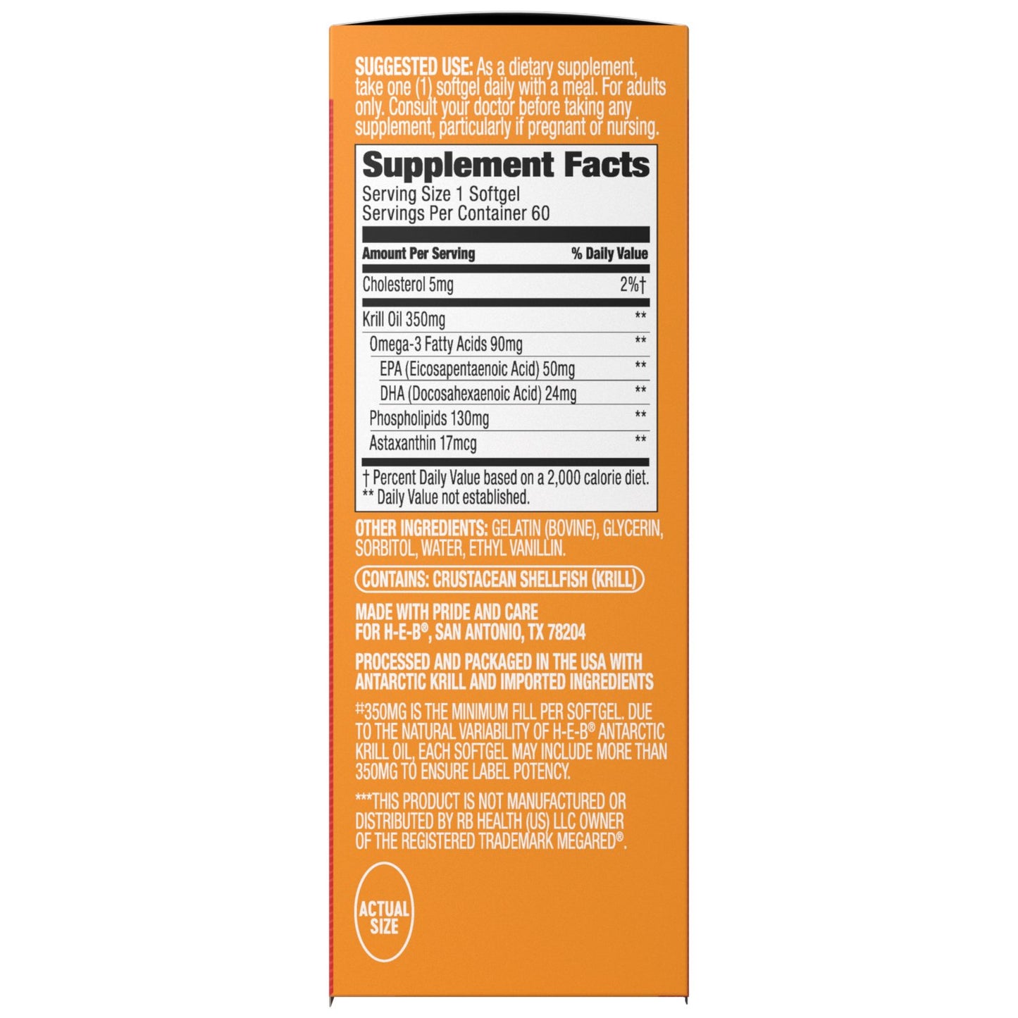 H-E-B Vitamins Antarctic Krill Oil 350 mg Softgels