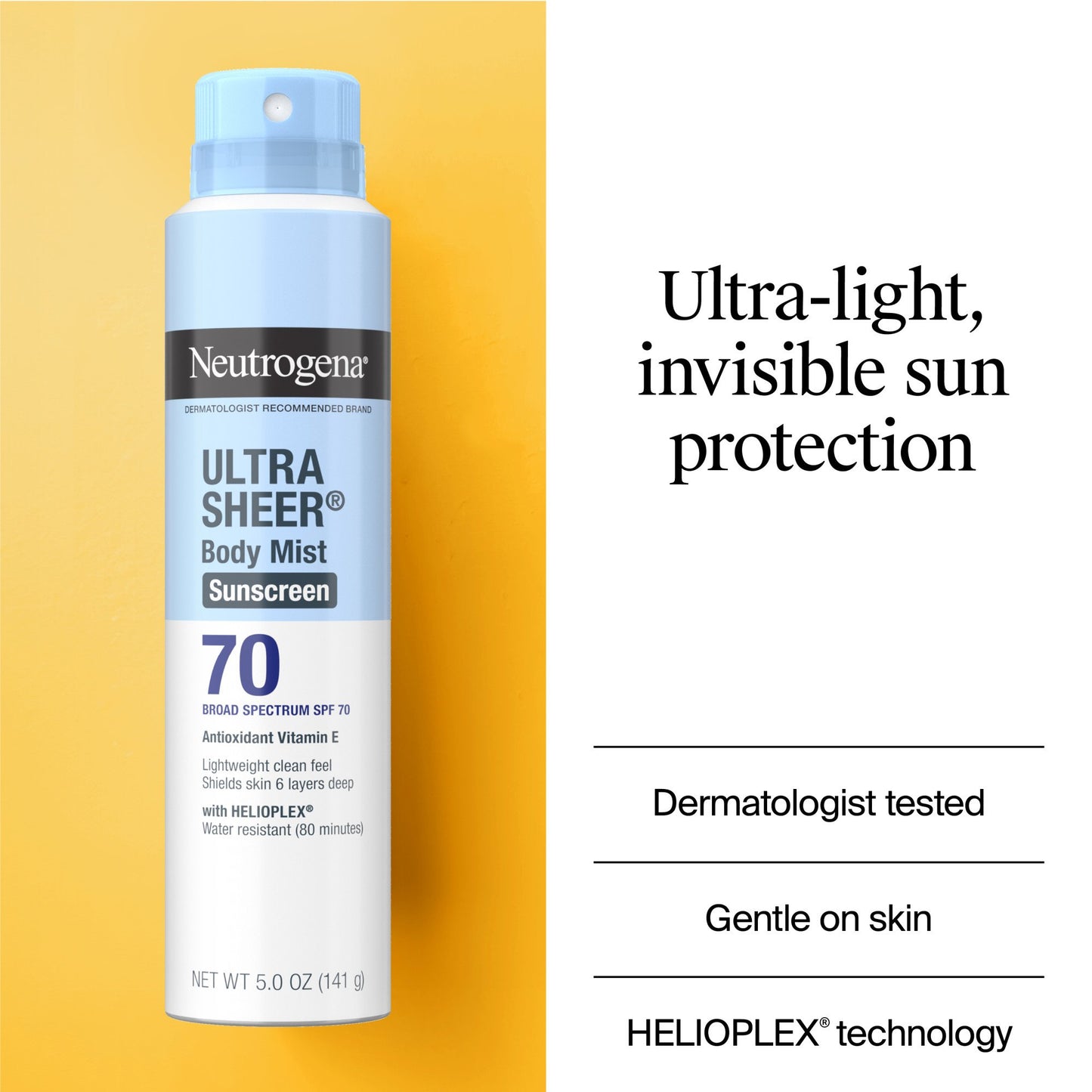 Neutrogena Ultra Sheer Body Mist Sunscreen Spray - SPF 70