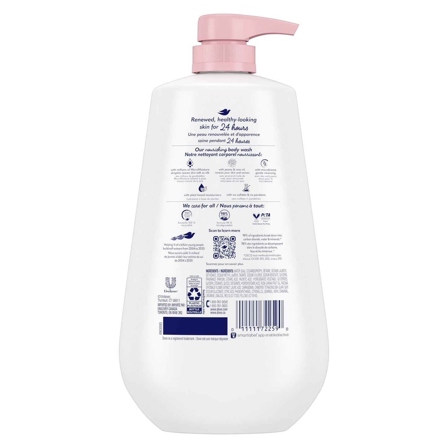 Dove Renewing Body Wash with Pump - Peony & Rose Oil