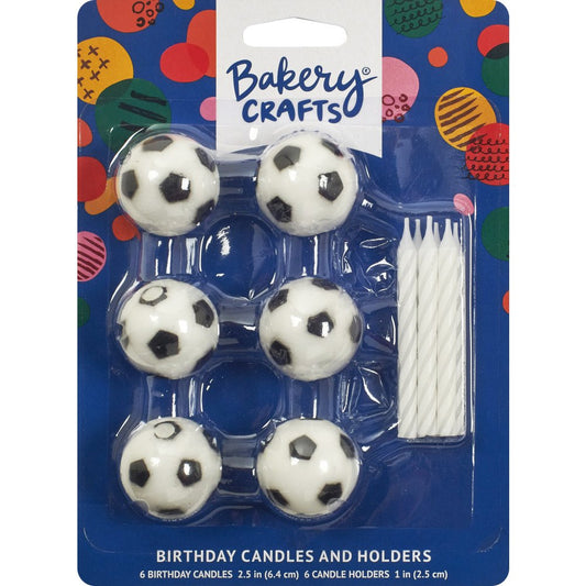Bakery Crafts Soccer Ball Birthday Candles & Holders