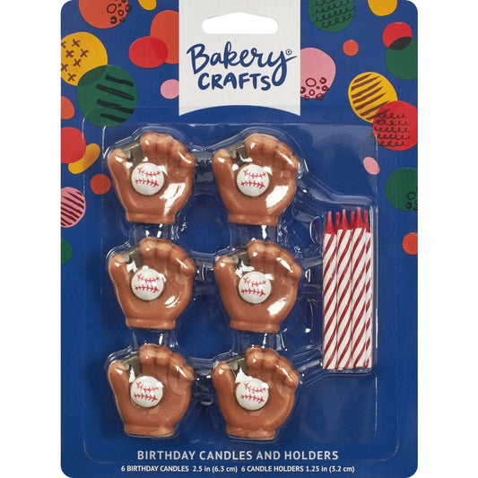 Bakery Crafts Baseball Birthday Candles & Holders
