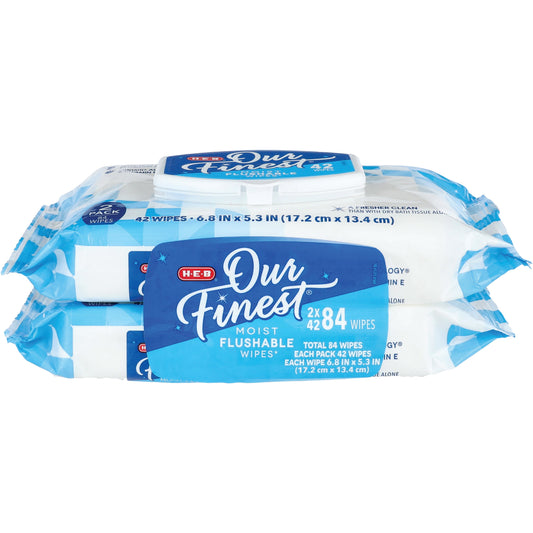 H-E-B Our Finest Moist Flushable Wipes 2 pk