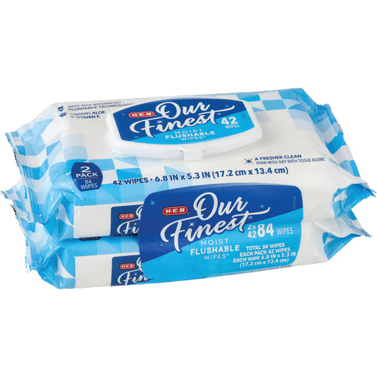 H-E-B Our Finest Moist Flushable Wipes 2 pk