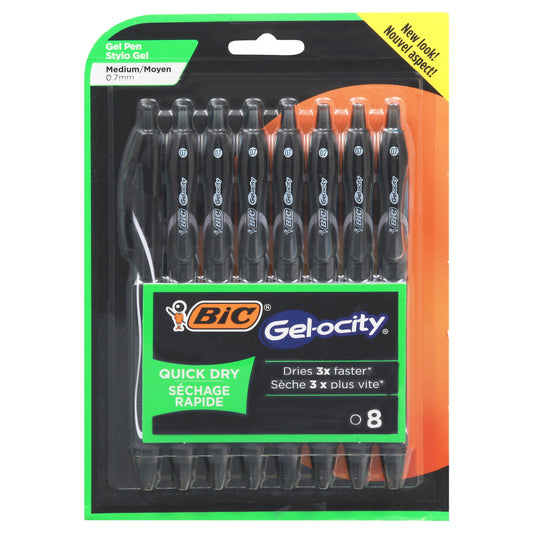 BIC Gel-ocity Quick Dry 0.7mm Gel Pens - Black Ink