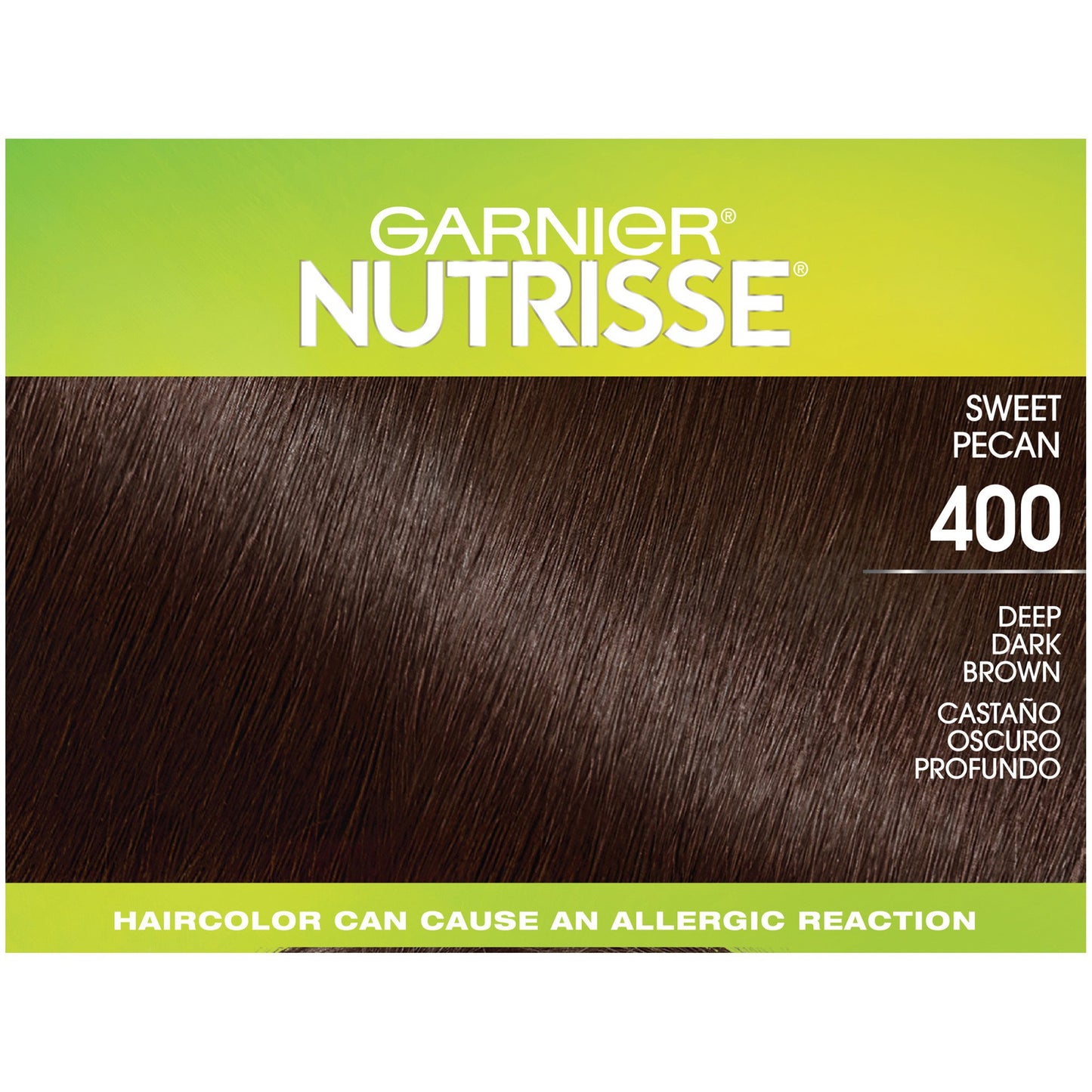 Garnier Nutrisse Ultra Coverage Nourishing Permanent Hair Color Creme for Stubborn Gray Coverage Deep Dark Brown (Sweet Pecan) 400