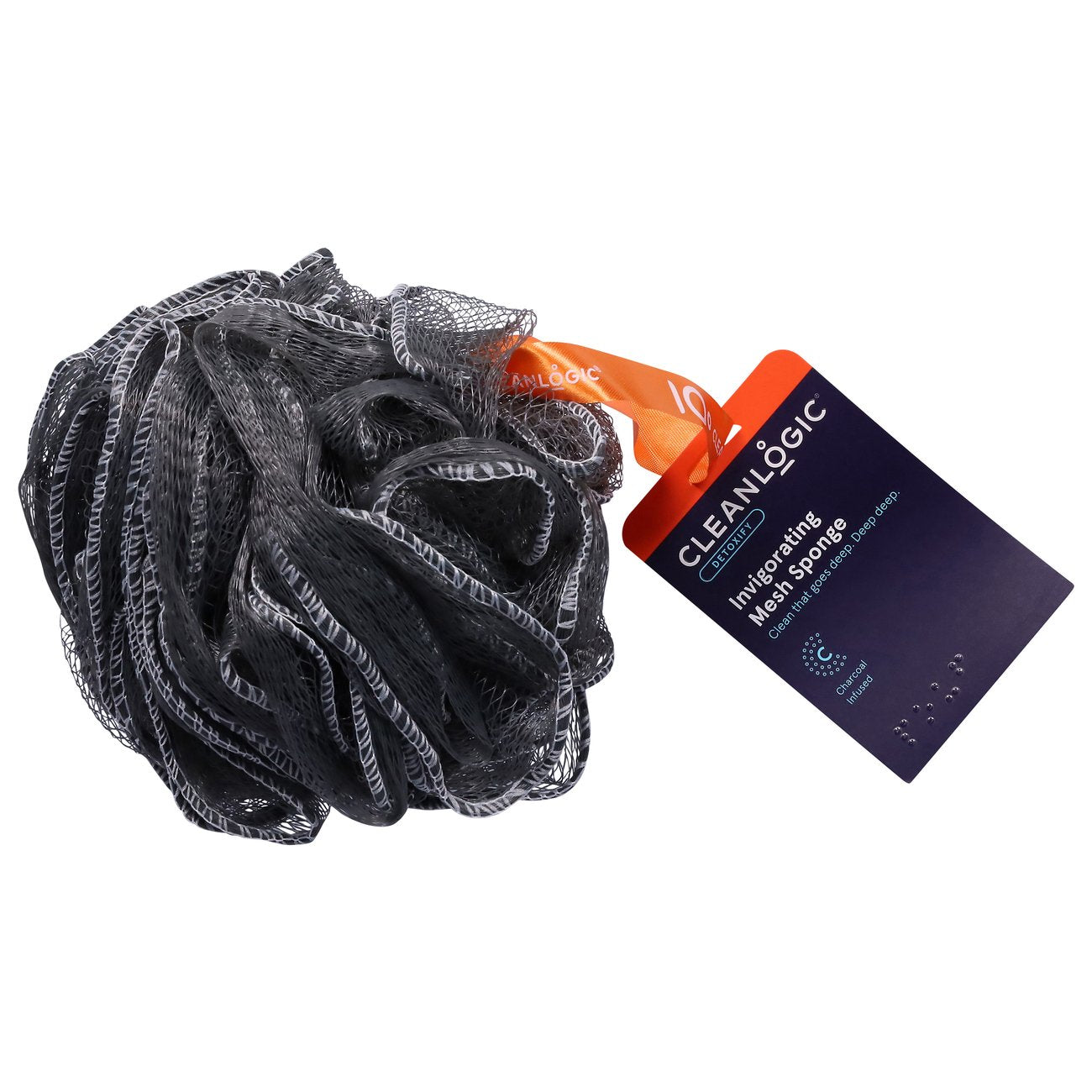 Cleanlogic Charcoal Infused Mesh Loofah Bath Sponge