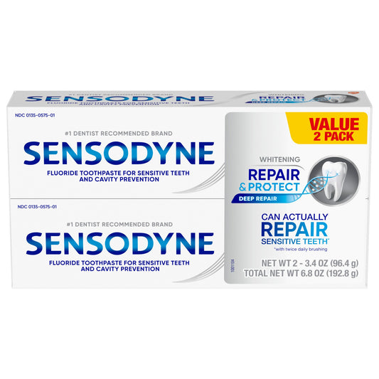Sensodyne Repair and Protect Whitening Toothpaste, Toothpaste for Sensitive Teeth and Cavity Prevention