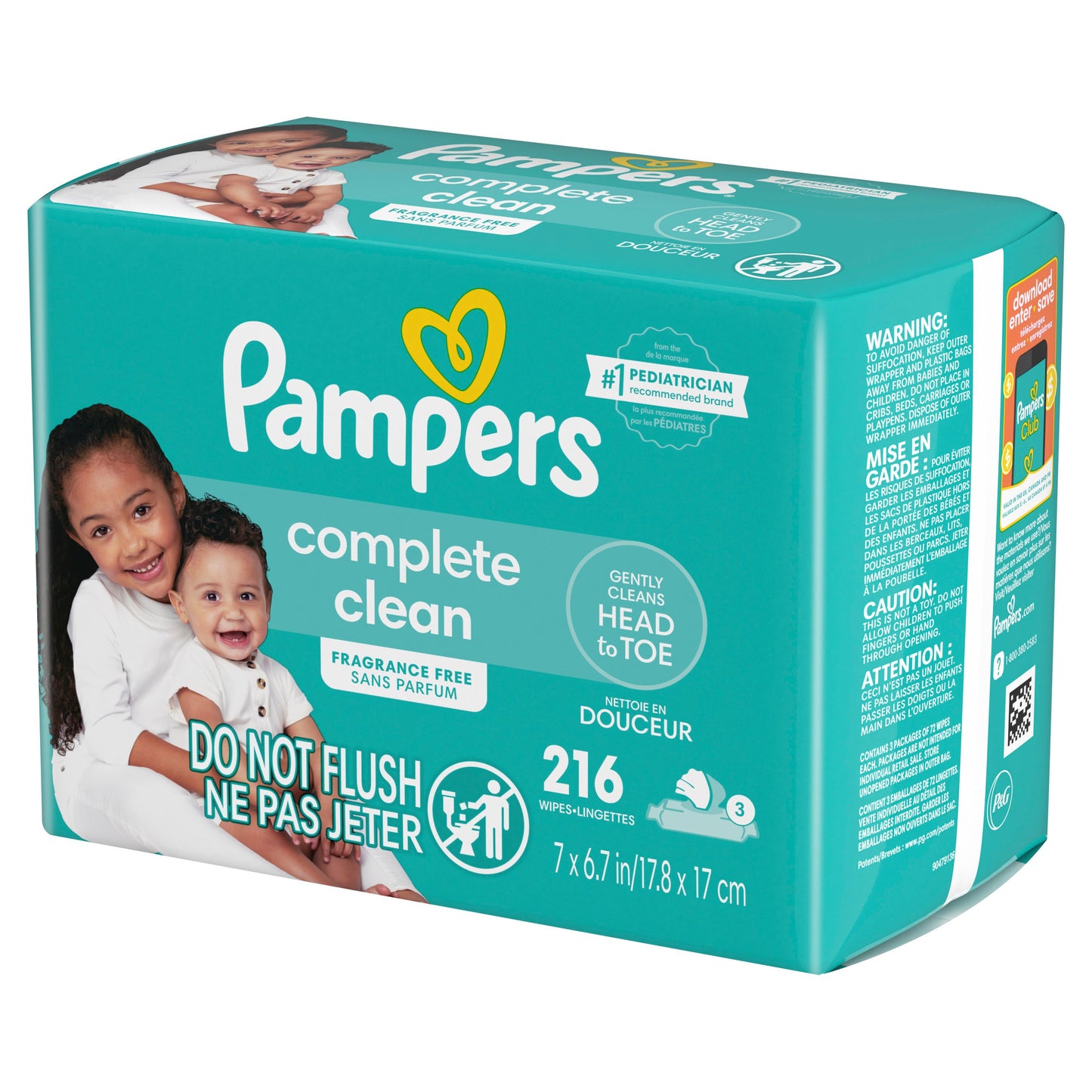 Pampers Complete Clean Baby Wipes - Fragrance Free, 3 pk