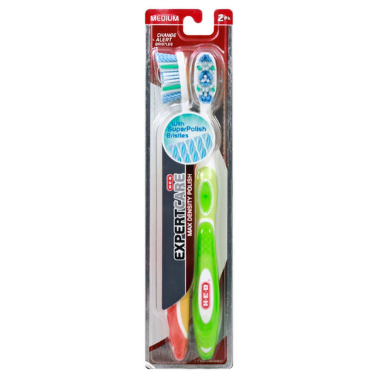 H-E-B Expert Care Max Density Polish Medium Toothbrushes