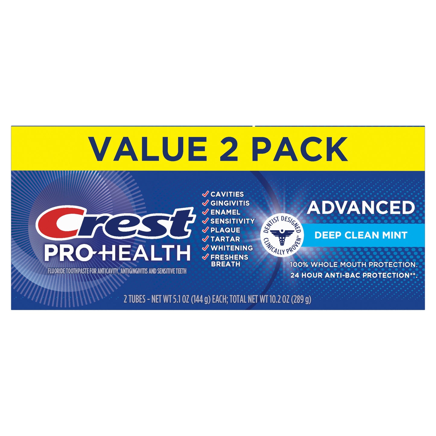 Crest Pro-Health Advanced Toothpaste - Deep Clean Mint, 2 Pk