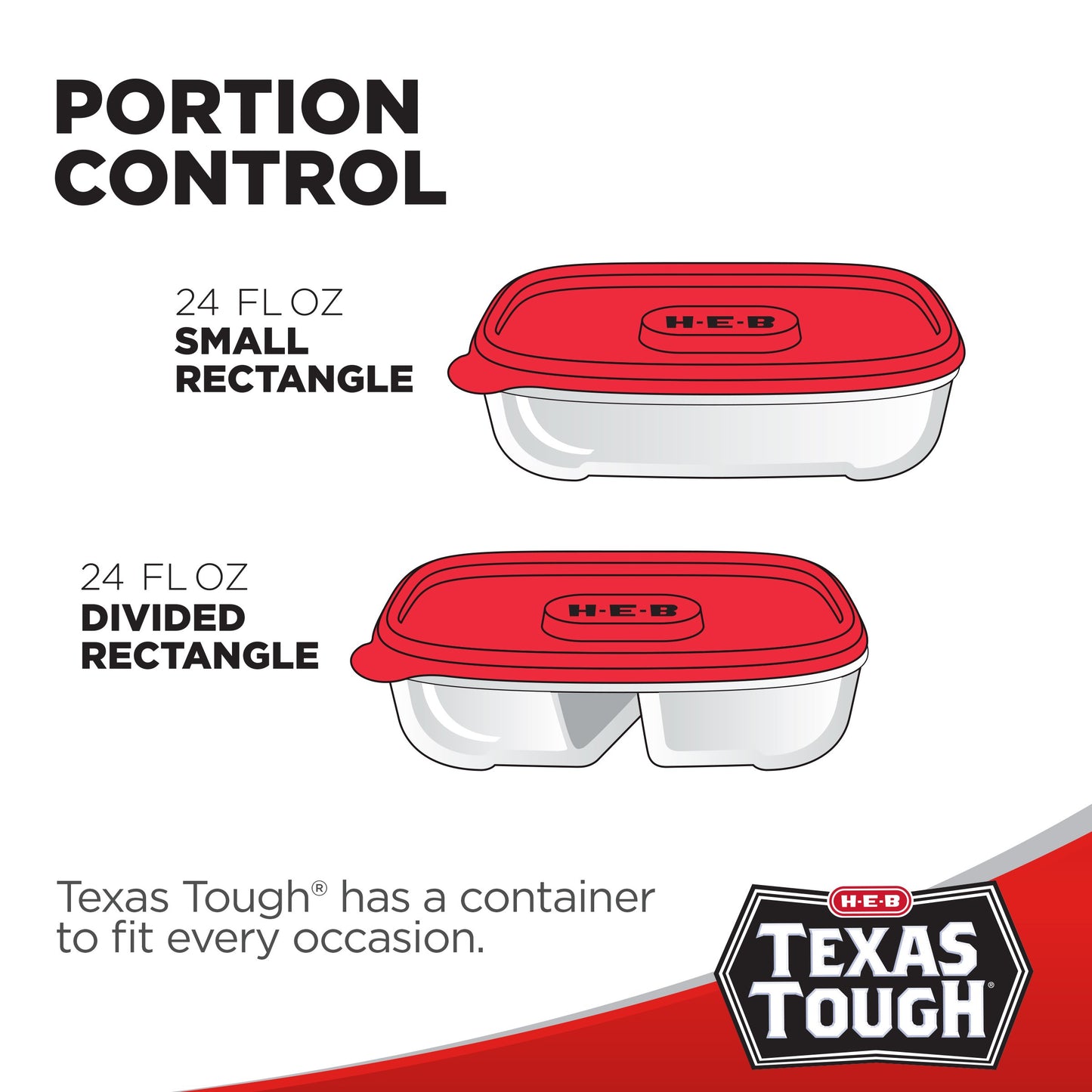 H-E-B Texas Tough Small Rectangle Food Storage Containers & Lids, 4 pk