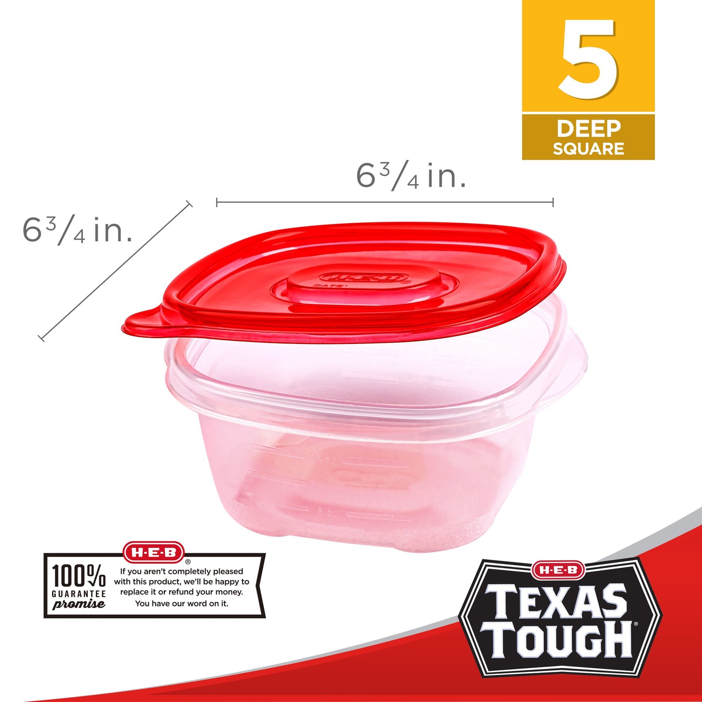 H-E-B Texas Tough Square Food Storage Containers & Lids