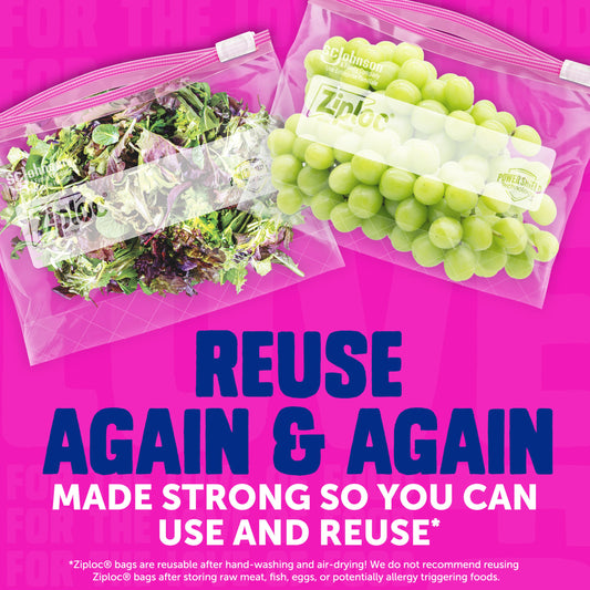 Ziploc Storage Slider Quart Bags, Power Shield Technology, Expandable Bottom