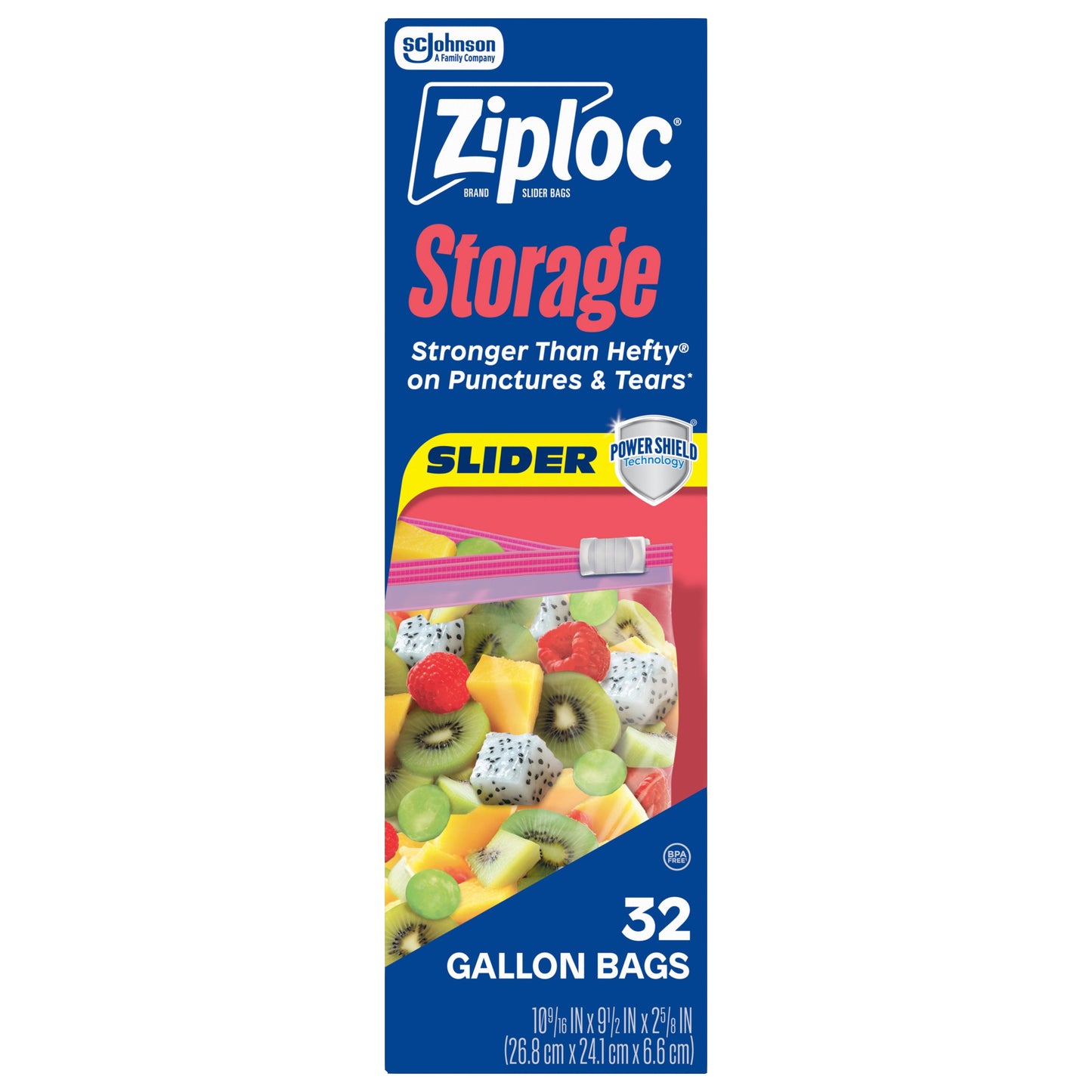 Ziploc Storage Slider Gallon Bags, Power Shield Technology, Expandable Bottom