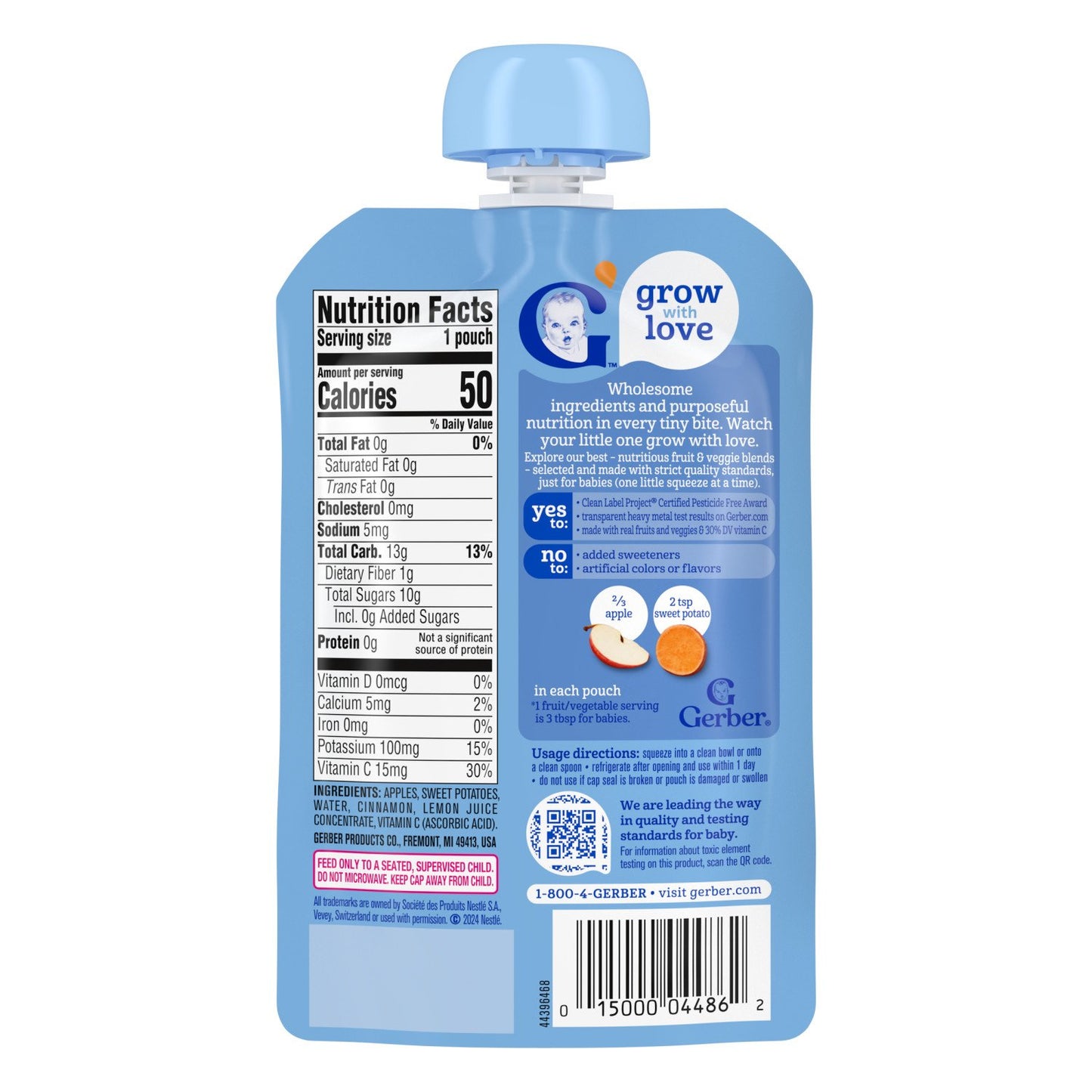 Gerber Stage 2 Baby Food Pouch - Apple Sweet Potato Cinnamon Puree
