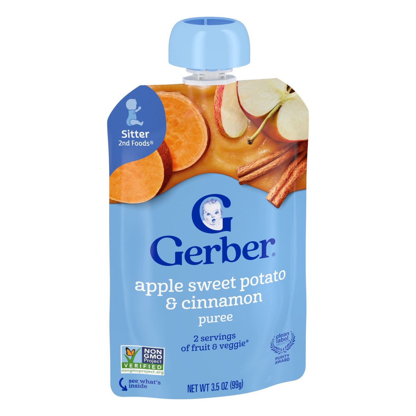 Gerber Stage 2 Baby Food Pouch - Apple Sweet Potato Cinnamon Puree