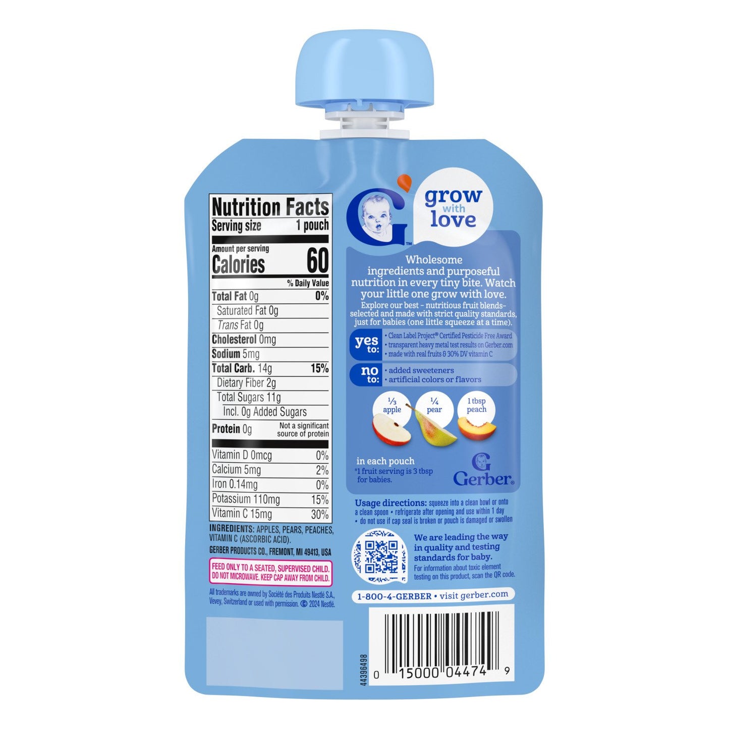 Gerber Toddler Food Puree Pouch - Apple Pear & Peach