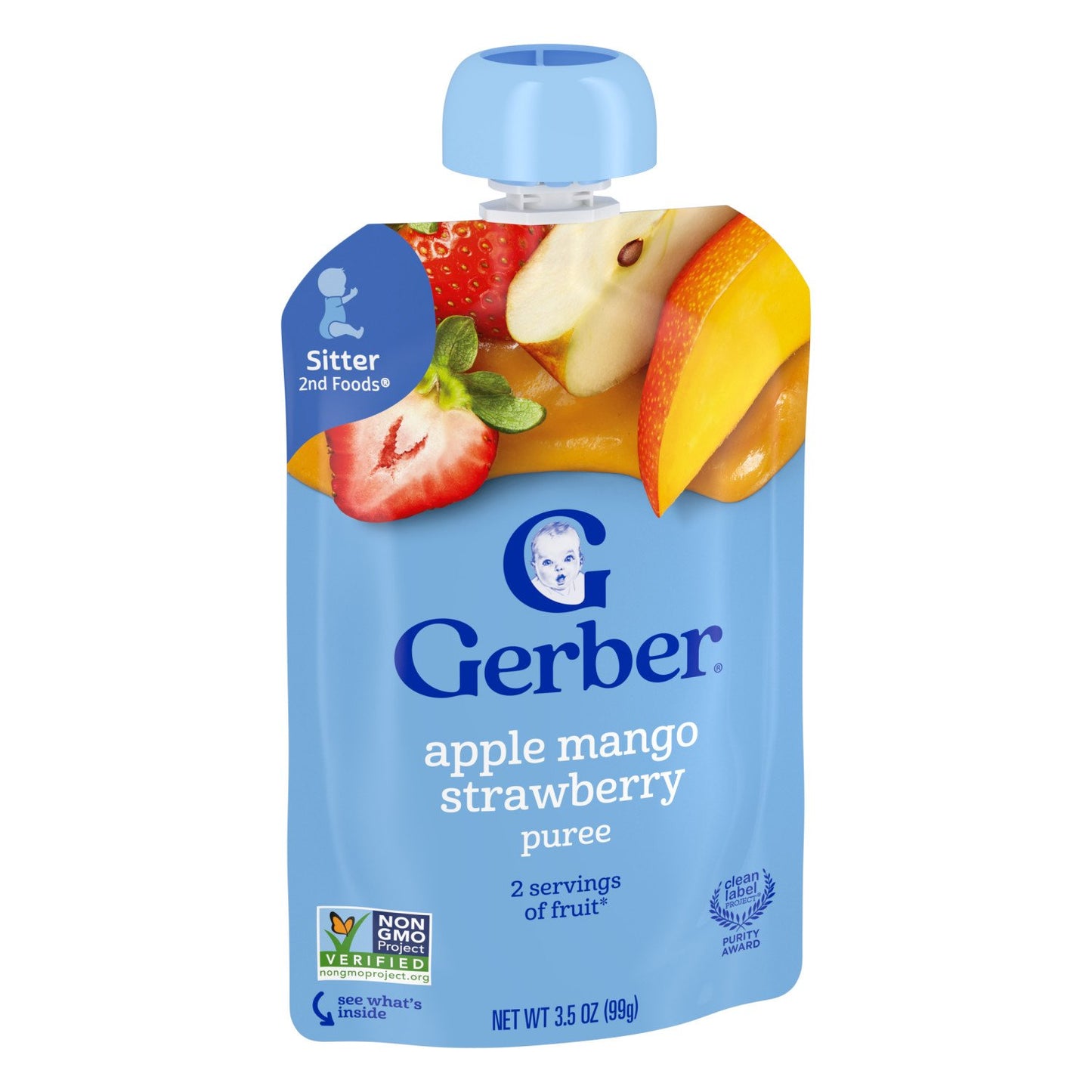 Gerber Stage 2 Baby Food Pouch - Apple Mango Strawberry Puree
