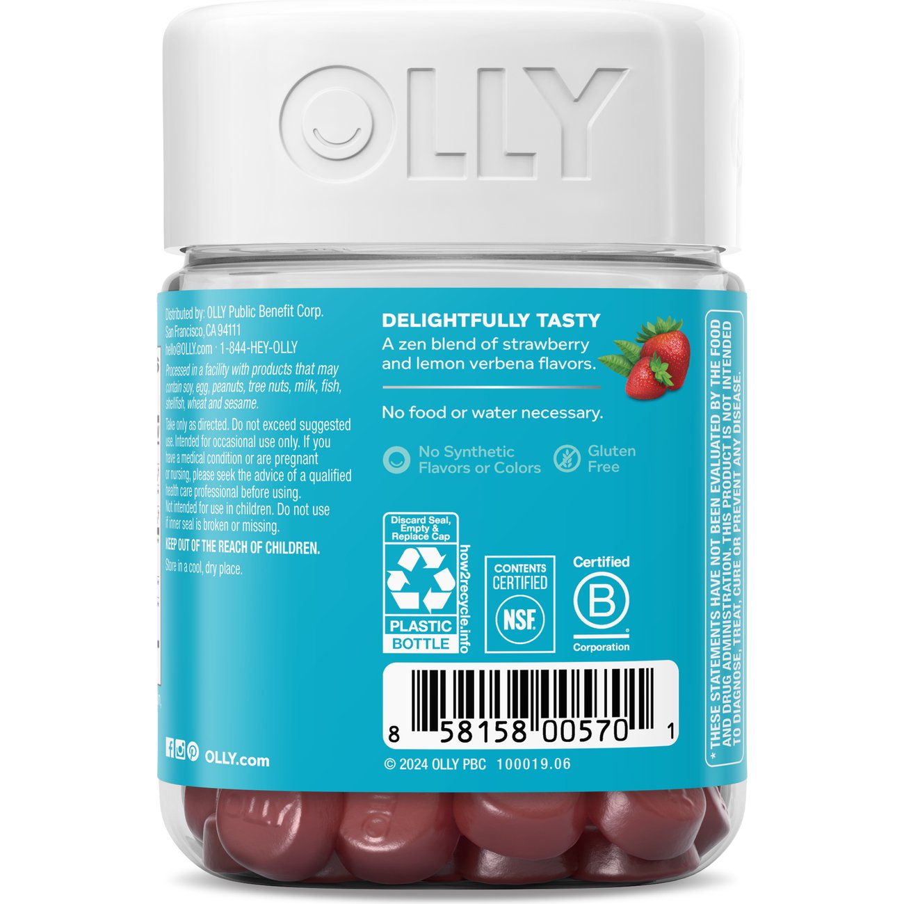 OLLY Goodbye Stress 100 mg GABA, L-Theanine, Lemon Balm Gummies - Berry