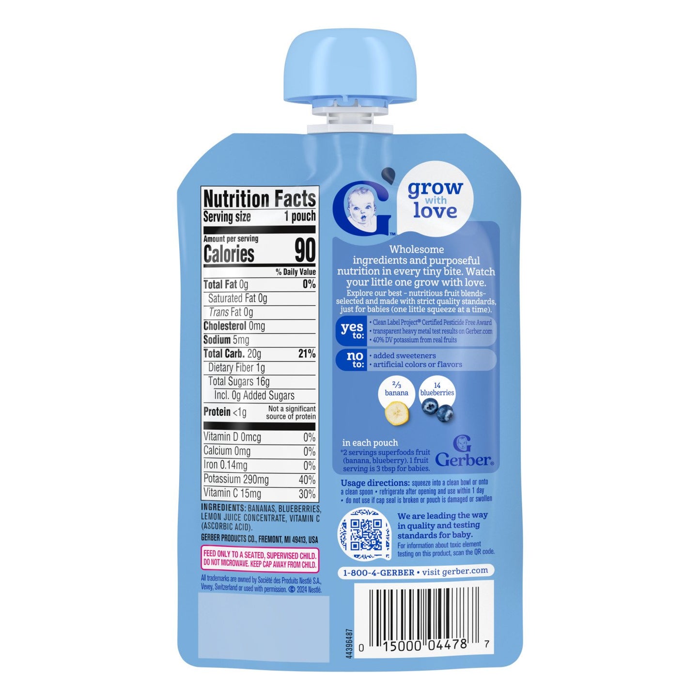 Gerber Stage 2 Baby Food Pouch - Banana Blueberry Puree