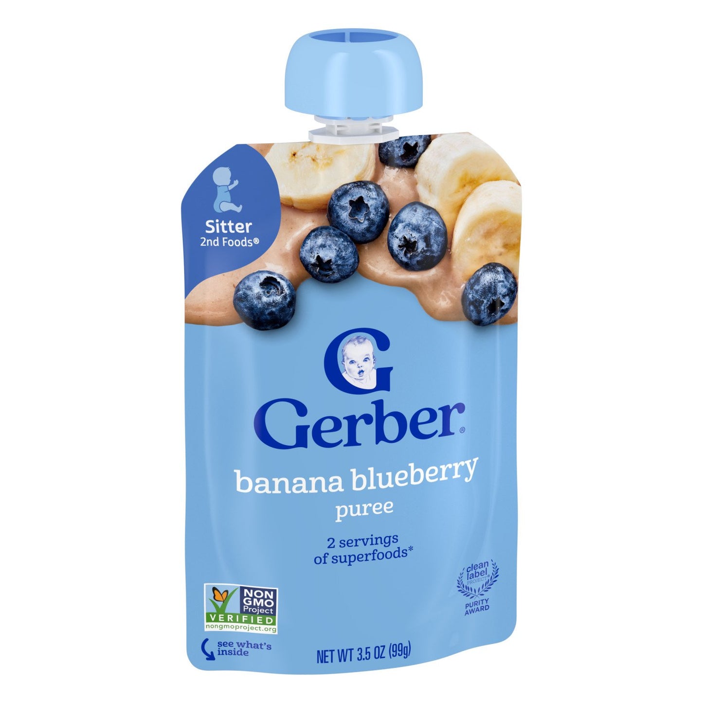 Gerber Stage 2 Baby Food Pouch - Banana Blueberry Puree