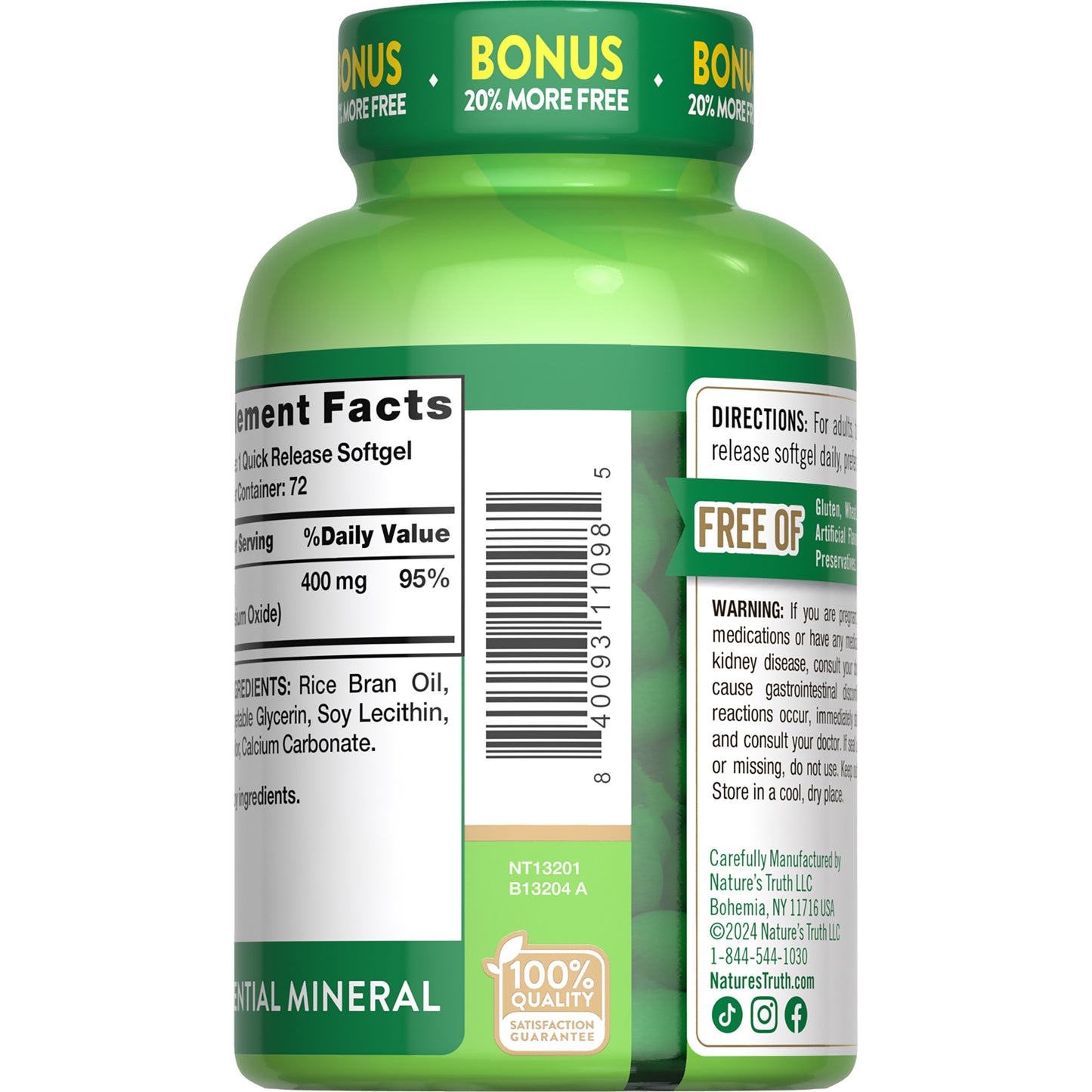 Nature's Truth Extra Strength Magnesium 400mg Quick-Release Softgels