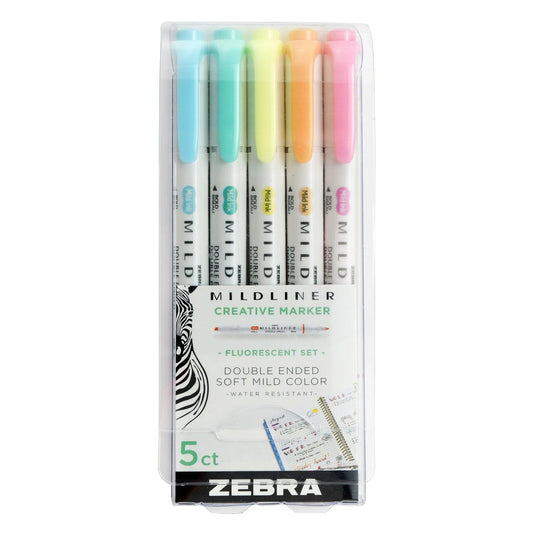 Zebra Mildliner Fluorescent Double Ended Highlighters - Assorted Ink
