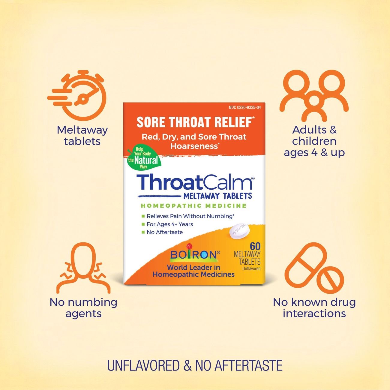 Boiron ThroatCalm Sore Throat Relief Tablets
