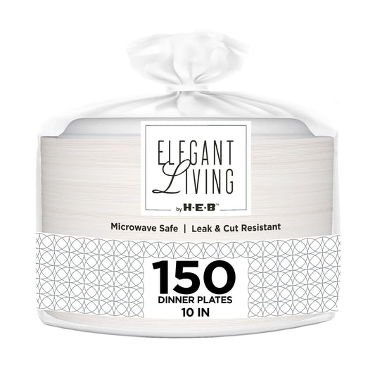 Elegant Living by H-E-B 10" Round Paper Plates - Value Pack