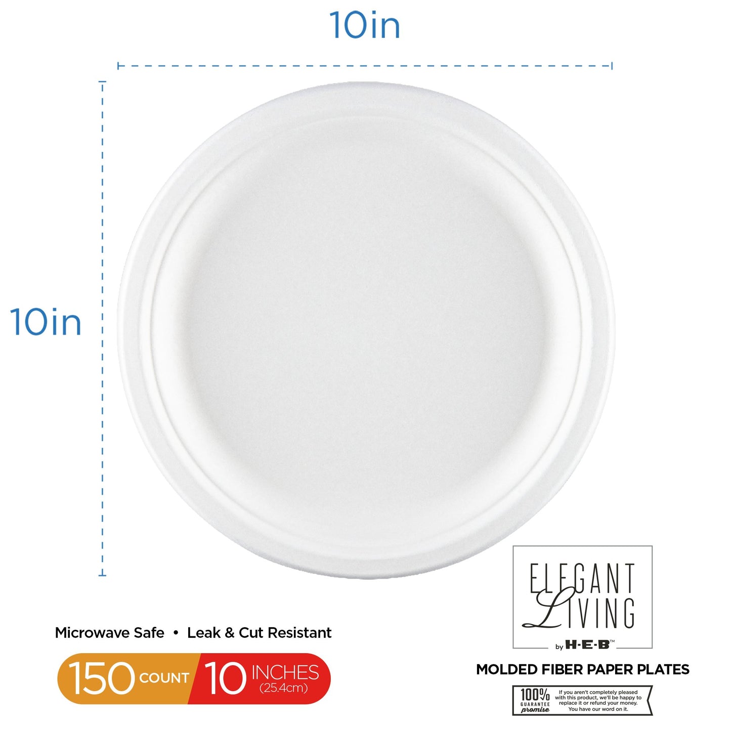 Elegant Living by H-E-B 10" Round Paper Plates - Value Pack