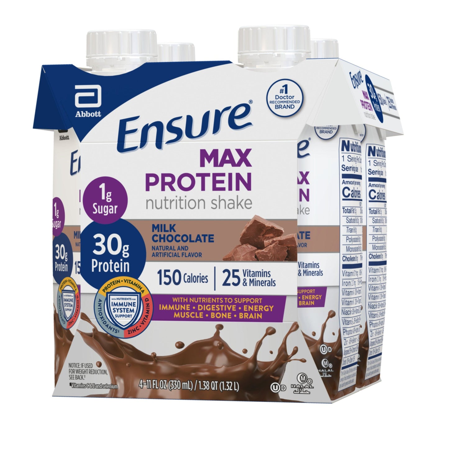 Ensure 30g Protein Nutrition Shakes 4 pk Bottles - Milk Chocolate