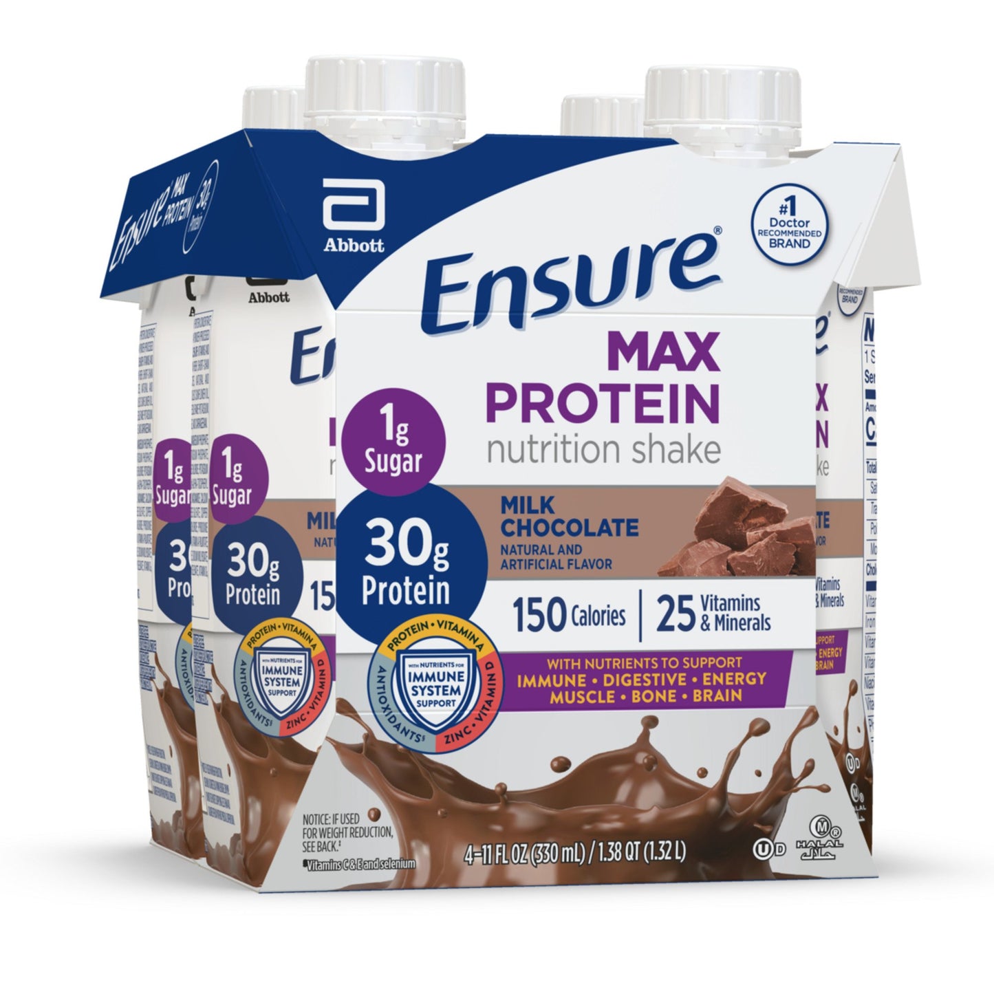 Ensure 30g Protein Nutrition Shakes 4 pk Bottles - Milk Chocolate