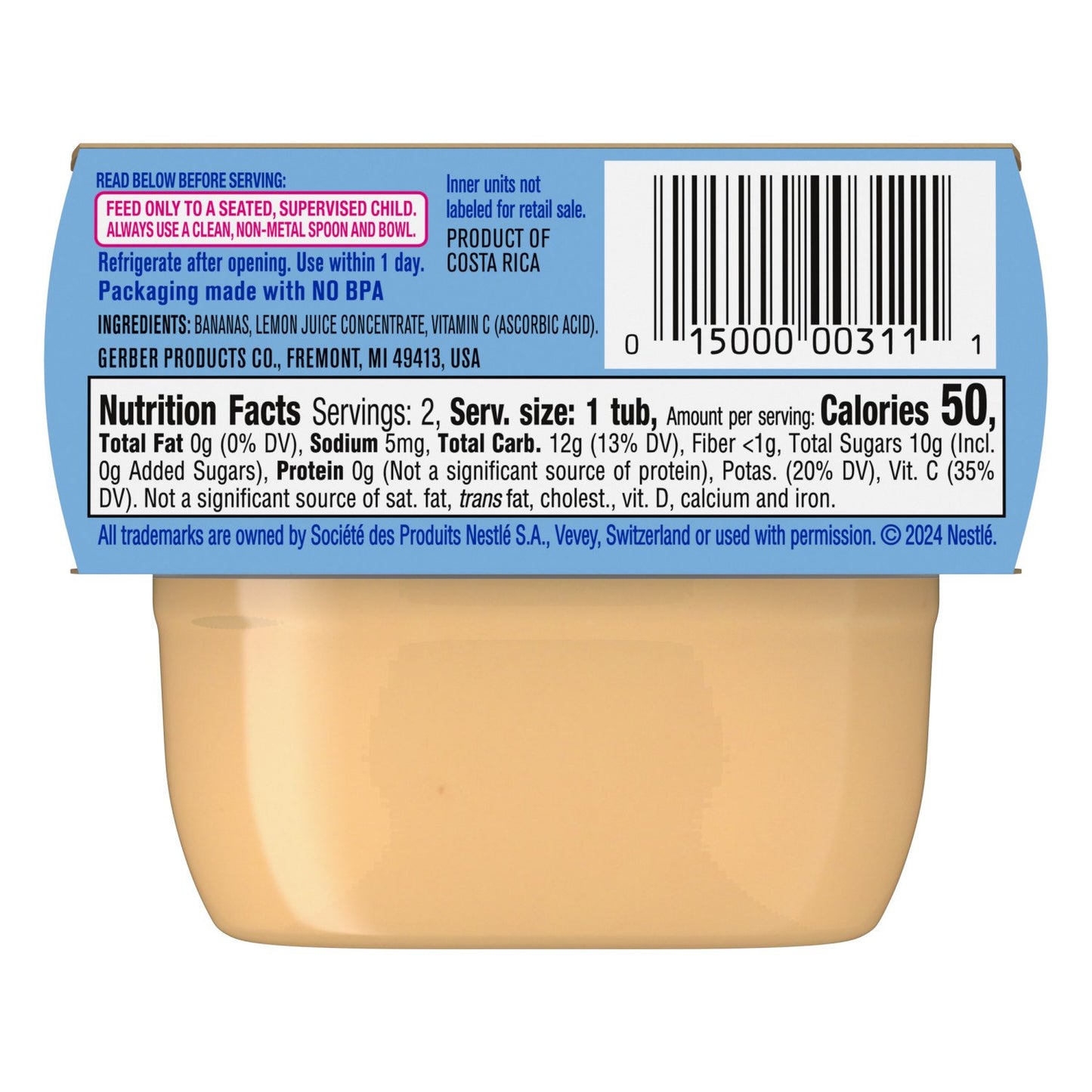 Gerber Stage 1 Baby Food - Banana, 2 oz Tubs